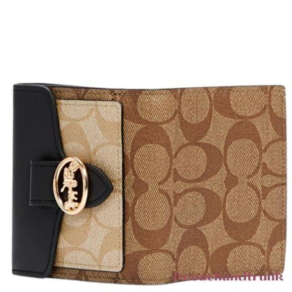 COACH Leather Georgie Wallet Gold Metal Horse Carriage Snap Buckle NWT - Picture 2 of 13